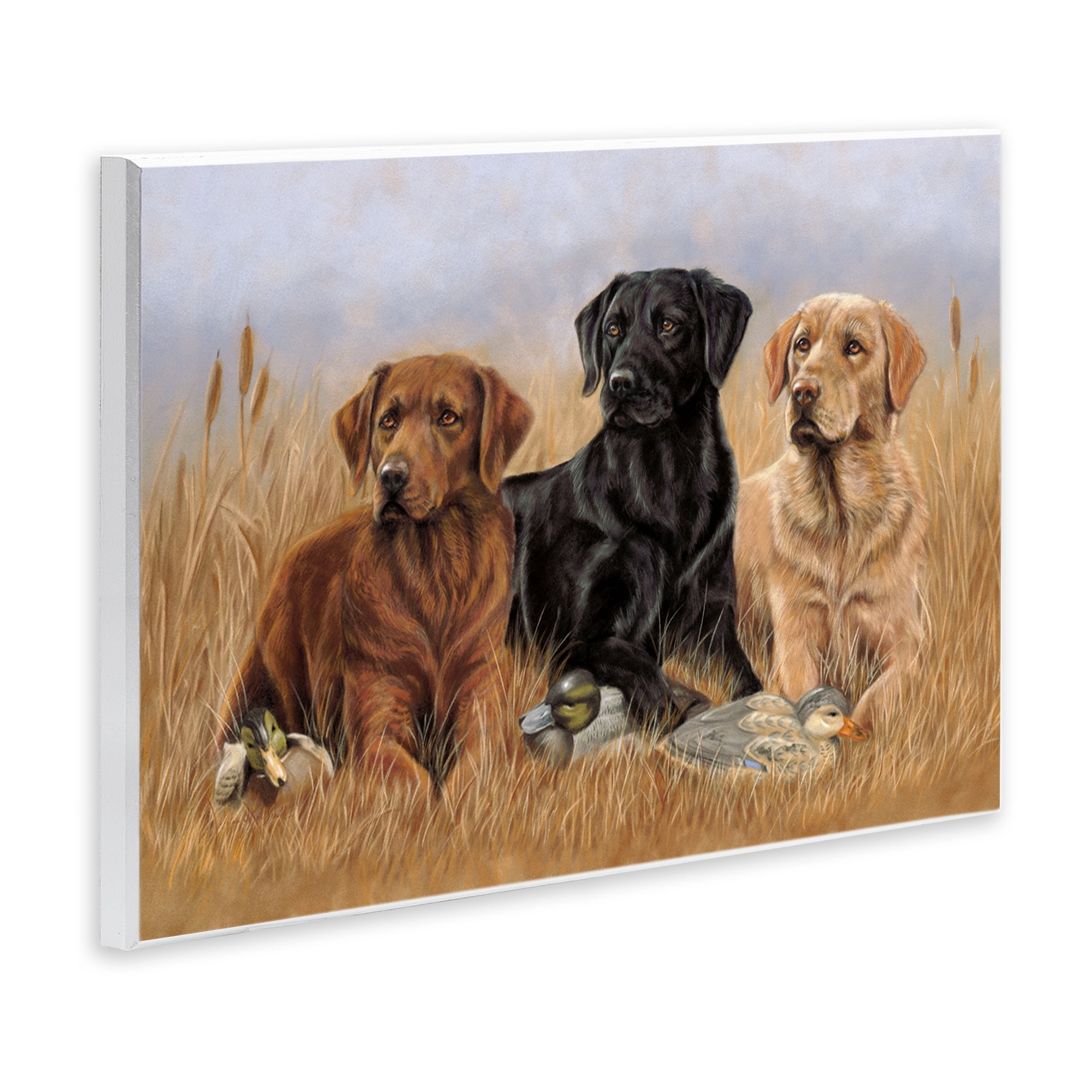 Stupell Industries Dog Trio & Ducks Animals & Insects Painting Unframed Art Print Wall Art, 15 x 10