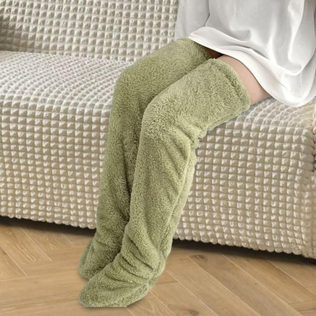 Calcetines borrosos hasta la para mujer, calcetines suaves y cálidos para botas, medias de pantuflas de felpa 90cm Yinane Calcetines largos y peludos