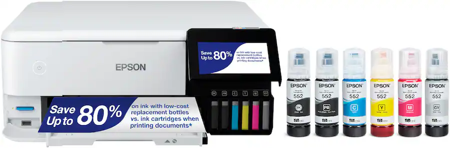Epson - EcoTank Photo ET-8500 Wireless Color All-in-One Supertank Printer - 5760 x 1440 dpi Print - Automatic Duplex Print - 100 sheets Input (Sold without manufacturer warranty)