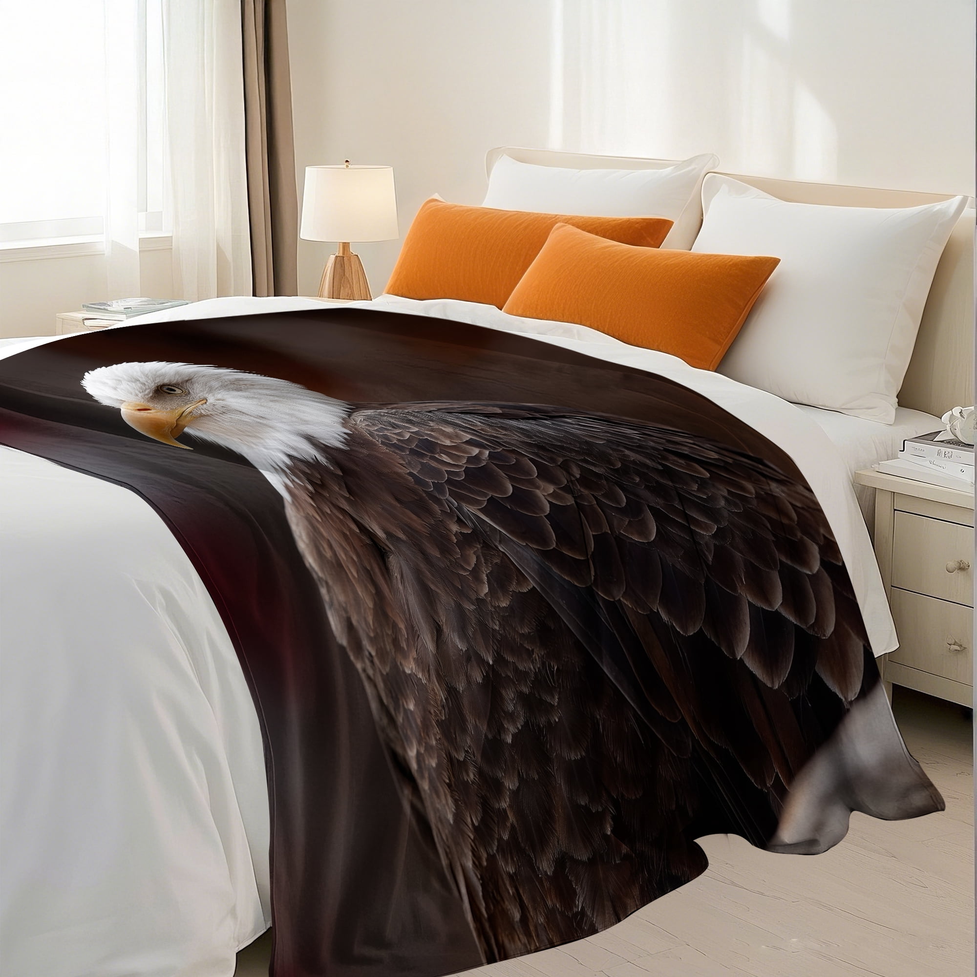 Flannel Fleece Twin Blanket, Soft Large Twin Blanket, Lightweight Cozy Plush Twin Blanket Fit Sofa Bed, 60"x80", Eagle