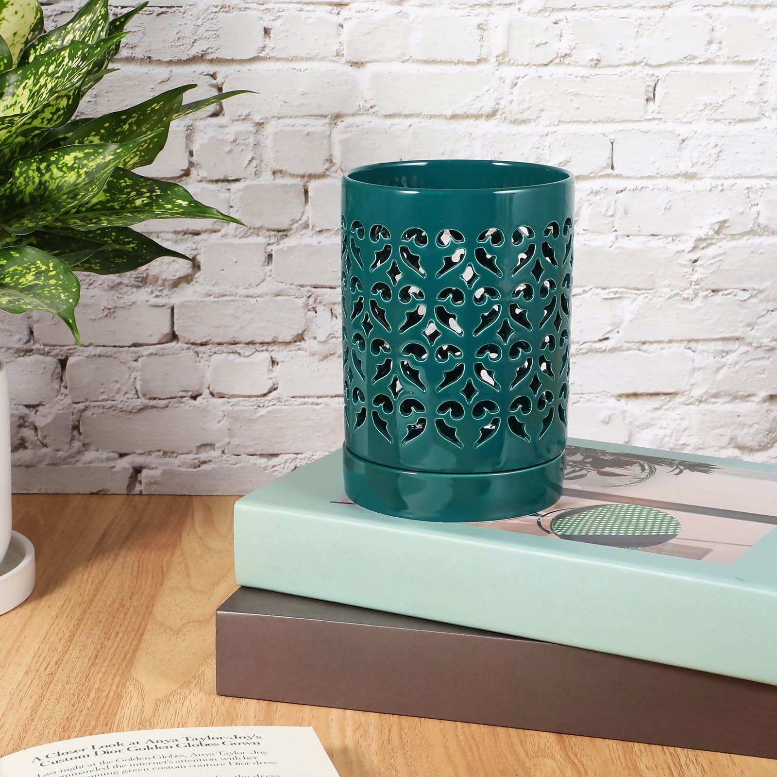 Orchid Pots 5 Inch - Ceramic Orchid Pot With Holes For Breathable Slotted Orchids Planter For Gardening (Green)