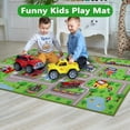 thumbnail image 2 of Kids Carpet Playmat Rug 31.5"x59" Traffic Road Kid Play Car Mat Non-Slip Children Educational Game Car Mat Area Rug for Playroom Bedroom,Large Town City Road Map Car Mat for Kid Baby Children,Green, 2 of 7