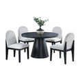 thumbnail image 6 of Round Black Dining Table - 48" Modern Round Table for 4, Cone Base, Rubberwood, Kitchen/Dining Room. Contemporary Style., 6 of 8