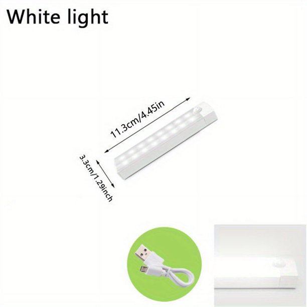 1pc Motion Sensor Cabinet Light, Under Counter Closet Lighting, Wireless Magnetic USB Rechargeable Kitchen Night Lights, Battery Powered Operated Light For Wardrobe Closets Cabinet Cupboard Stairs Co