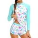 thumbnail image 1 of Odeerbi 8-15 Años Niñas Verano 2 Piezas Upf 50 + Manga Larga Rash Guard Conjunto Lindo Impresión Rápido Seco Surf Traje de Baño Con Pantalones Cortos, 1 of 6