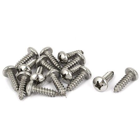 

#12 M5.5x19mm Stainless Steel Round Pan Head Self Tapping Screws 15Pcs