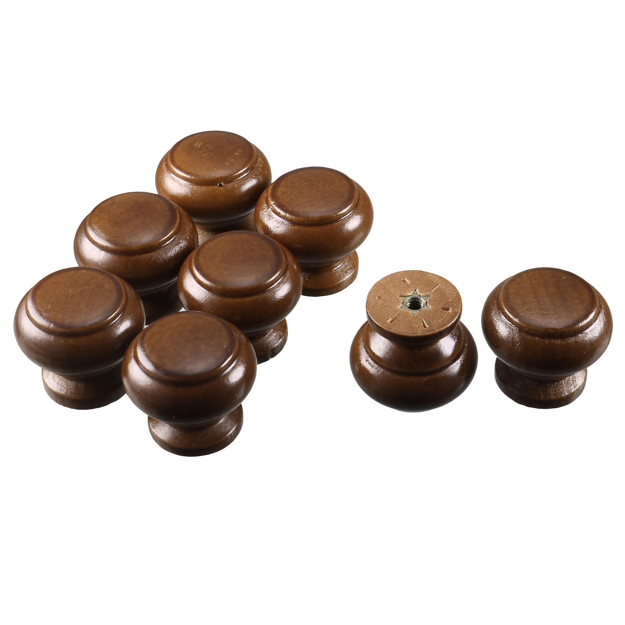 Uxcell Wood Drawer Wardrobe Pull Handle Knob Coffee Color 22 x 25mm 8 Pack