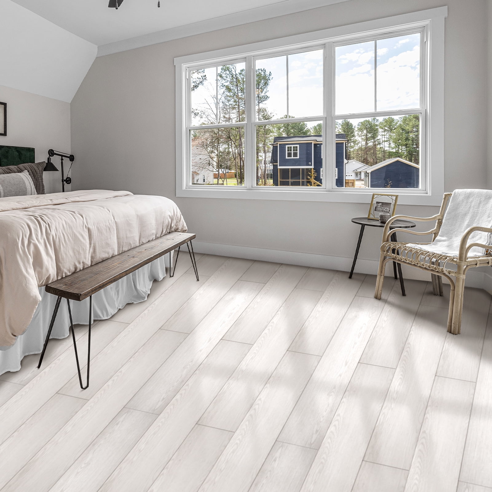 Art3d Peel and Stick Floor Tile Vinyl Wood Plank 54 Sq.Ft, Rigid Surface Self-Adhesive Flooring in White