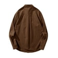 thumbnail image 5 of Linen Button Up Shirts for Men Pocket Dress Casual Blouses Long Sleeve Lapel Collar Solid Color Shirt Tops (XL, Brown), 5 of 5