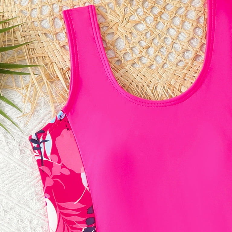 Hessimy Girl One Piece Swimsuit Bathing Suit Modest Beach Swim Dress,Modest Swim DressHot Pink9-10 Years
