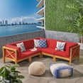 thumbnail image 5 of Christopher Knight Home Brava Outdoor 5-Seat Acacia Wood Sofa Set by  gray + dark gray cuhsion, 5 of 5