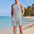 thumbnail image 2 of Sentmoon Summer Sets for Men Mens Shirt and Short for Mens Athletic Set Sleeveless Color Block Tank and Pocket Shorts Drawstring Elastic Waist Breathable Casual Gym Running Travel Wear, 2 of 9