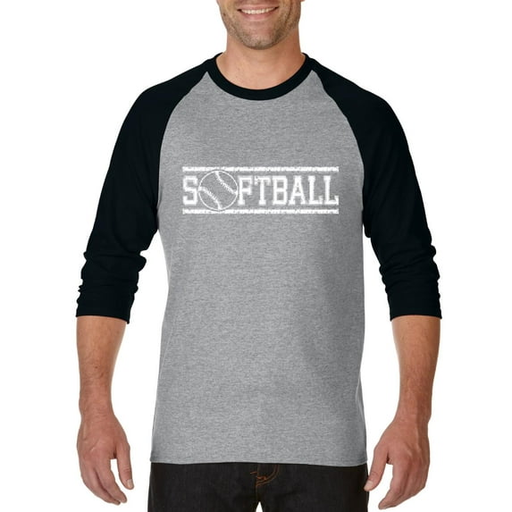 Artix - Mens Raglan Sleeve Baseball T-Shirts, up to Size 3XL - Softball with Ball