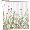 thumbnail image 2 of Floral Wildflower Botanical Waterproof Polyester Bathroom Shower Curtain 72x72 inch with 12 Hooks, 2 of 6