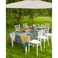 thumbnail image 4 of nqOlkjepod Teal Yellow Circle Outdoor Tablecloth with Umbrella Hole & Zipper, Geometric Abstract Art Rectangle Table Cover 60x102 Inch, Dining Waterproof Table Cloth Protector for Patio/Party/Picnic, 4 of 7