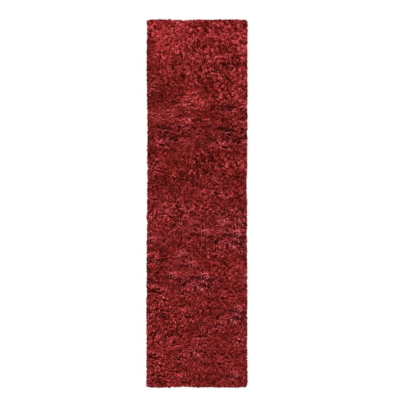Superior Shag Boho Plush Indoor Runner Area Rug, Burgundy, 2' 25" x 11'