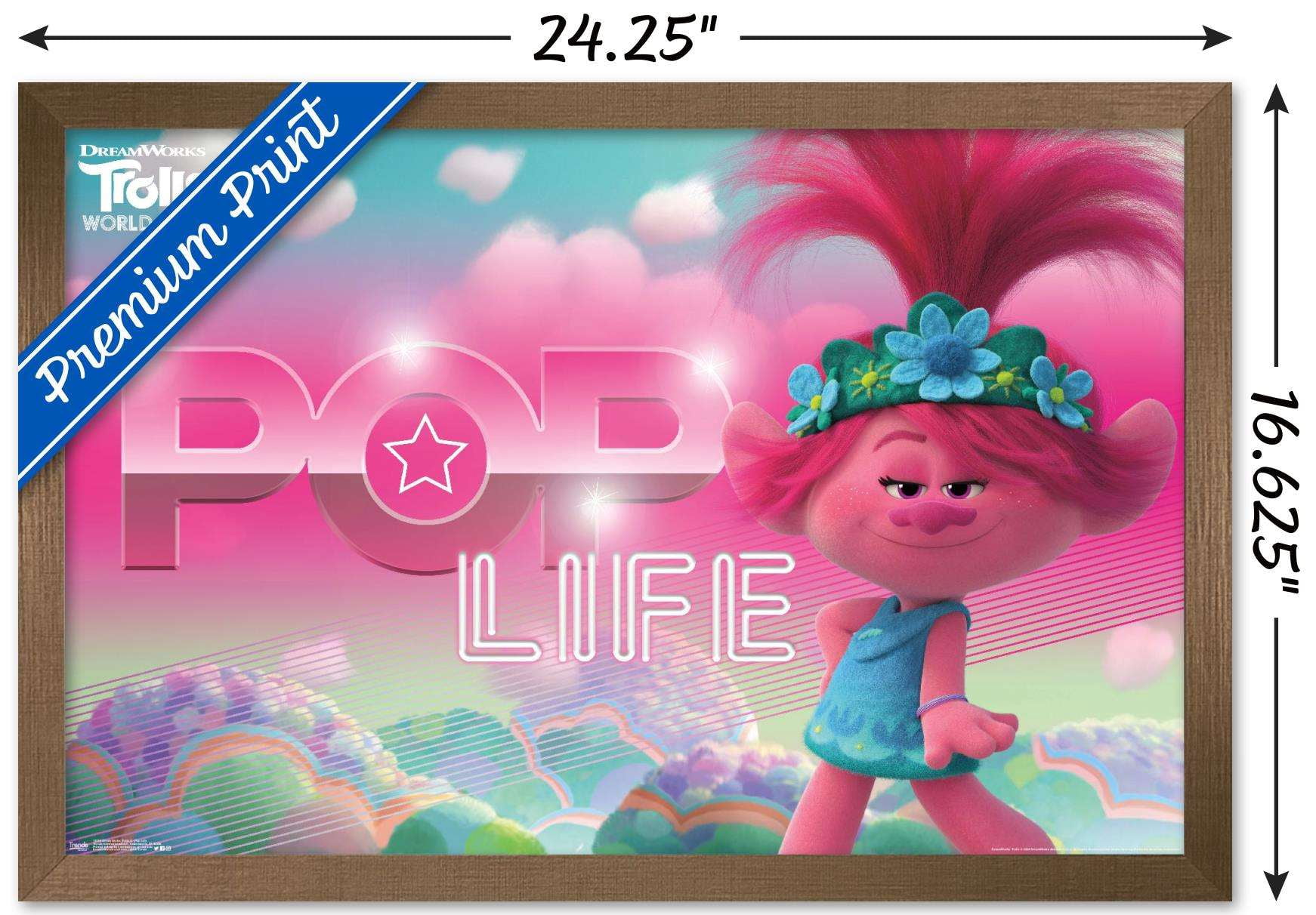 DreamWorks Trolls 2 - Pop Life Wall Poster, 14.725" x 22.375", Framed