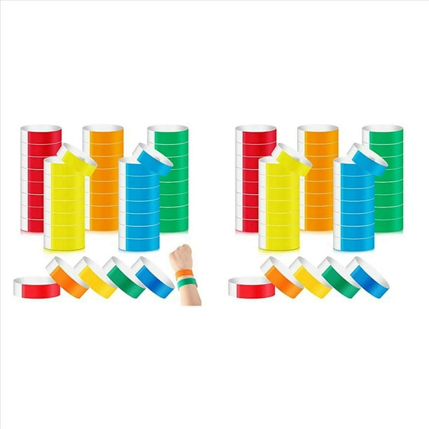 1000 Piezas Coloreadas para Eventos MuñEqueras Pulseras de Papel Brazaletes Impermeables para Eventos Adhesivo Personalizado para Fiesta