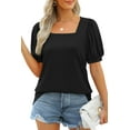 thumbnail image 6 of Fantaslook Square Neck T Shirts for Women Casual Puff Short Sleeve Shirts Summer Tops, 6 of 7