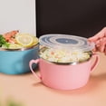 thumbnail image 5 of 304 Stainless Steel Toddler Bowl with Double Layer Heat Insulation, Cartoon Design, Lid and Handles - Feeding Tableware（1400ml）, 5 of 6