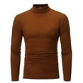 thumbnail image 1 of Men‘s Autumn Winter Pure Color Turtleneck Long Sleeve T-shirt Top Blouse, 1 of 3