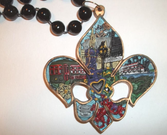 Fleur De Lis New Orleans Necklace Mardi Gras Bead Beads