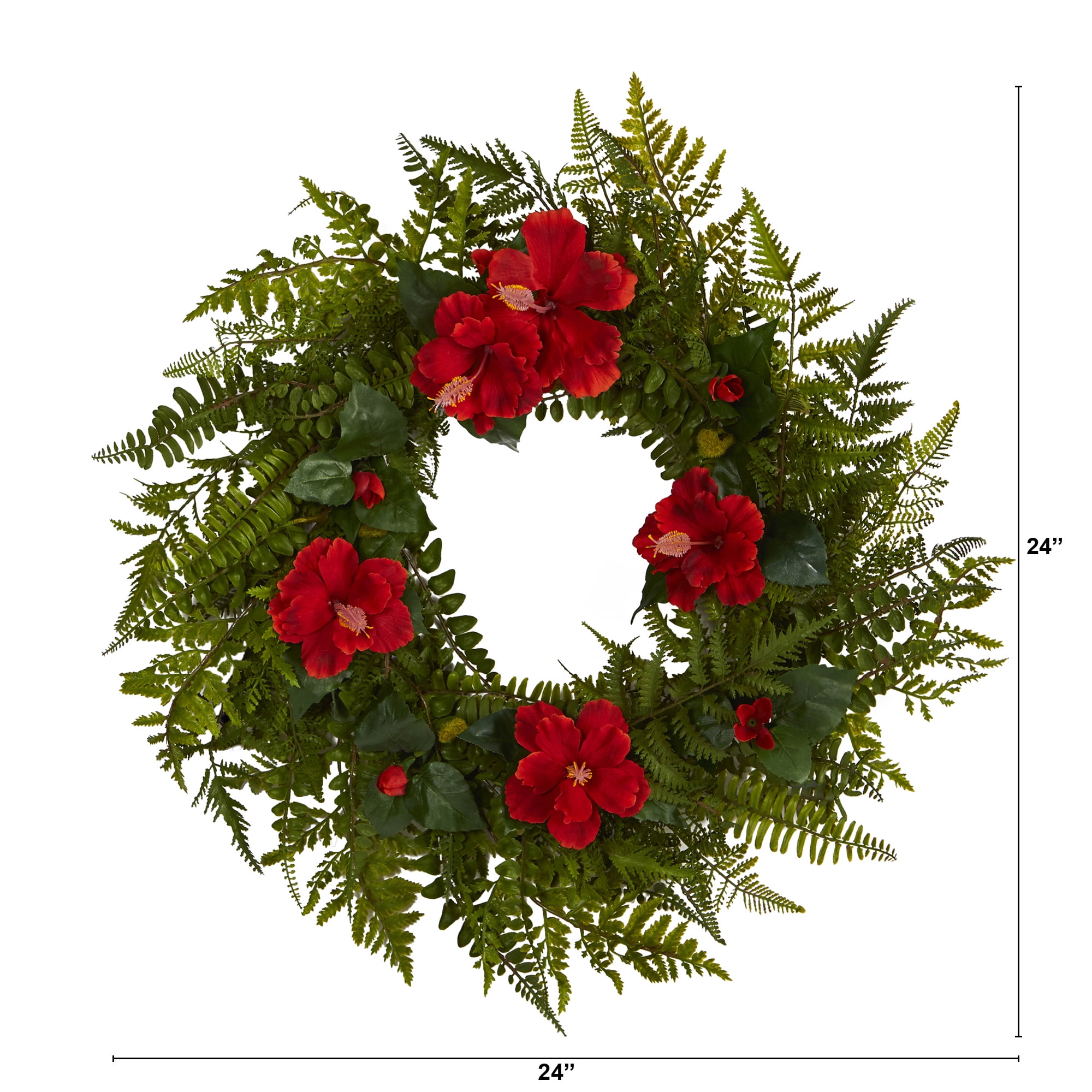 Nearly Natural Plastic Wreath, 24.00" (Assorted Colors)