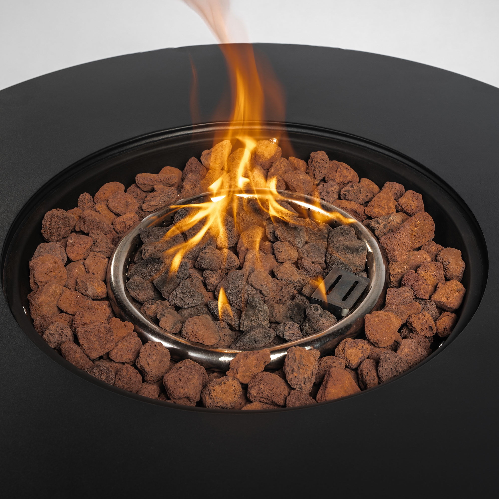 TrumanPick 30" Propane Gas Fire Pit Table 50,000 BTU Round Steel Gas Fire Pit for Outdoor Patio Deck Garden Courtyard-Black