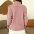 thumbnail image 4 of Women's Cowl Neck Sweater Lightweight Solid Color Long Sleeve Knit Pullover Jumper Tops Pink L, 4 of 7