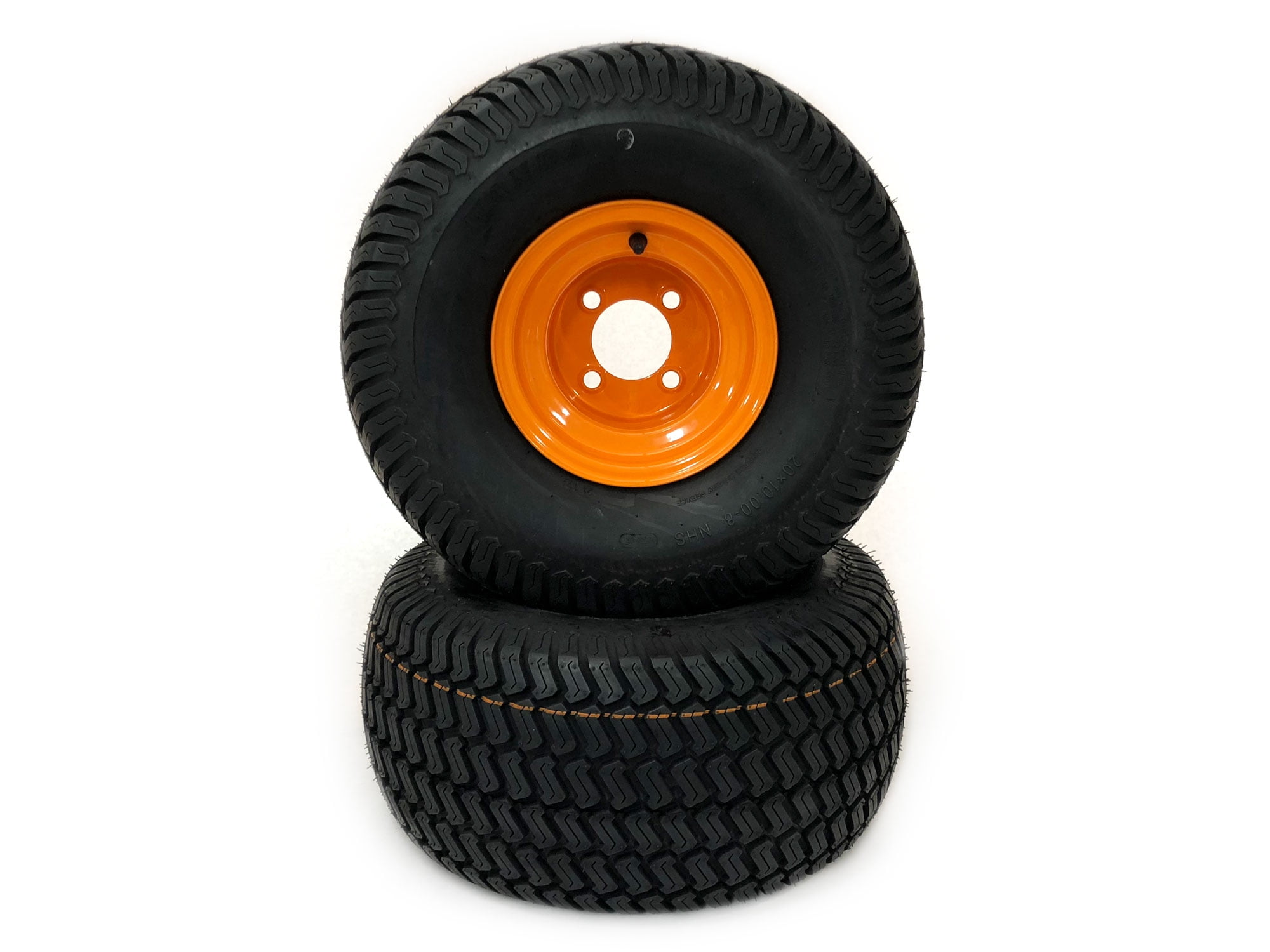 ...Heavy Duty Wheels Powder Coated Orange Standard Turf Tires 20x10.00-8 --...