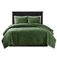 thumbnail image 3 of 3 Piece Velvet Quilt Set Green King/Cal King, 3 of 8