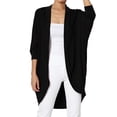 thumbnail image 1 of TheMoogan Women's Cocoon Draped Jersey Knit 3/4 Sleeve Oversized Open Front Cardigan, 1 of 7