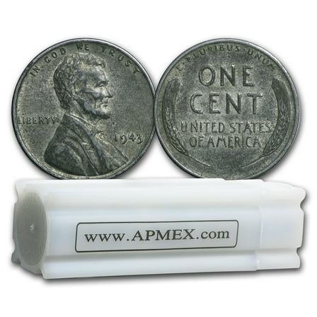 1943-P-D-S Lincoln Steel Cent 50-Coin Roll Avg Circ