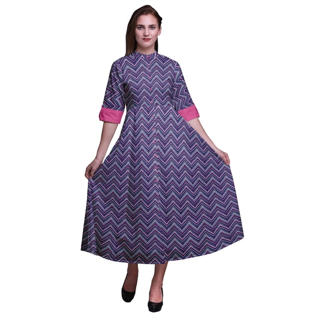 Bimba Robe Chemise à Carreaux à Boutons, Col Mandarin, Manches Retroussables, Imprimé, XXX-Grand