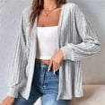 thumbnail image 6 of Women Jackets Solid Color Long Sleeve Open Front Regular Jacket Gray M, 6 of 7