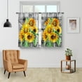 thumbnail image 2 of Sunflower Barn Door Kitchen Curtains - Floral Wood Rustic Retro Farm Wooden Farmhouse Short Cafe Tier Curtains Decor for Living Room Rod Pocket Window Drapes 36 Inch Length 2 Panels 28"x36", 2 of 5