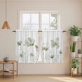 thumbnail image 3 of Sage Green Flowers Kitchen Curtains, Watercolor Retro White Floral Leaves Light Filtering Window Curtain Panels, 2Pcs Rod Pocket Window Treatments Set for Cabin Bathroom Bedroom 52x45 Inches, 3 of 9