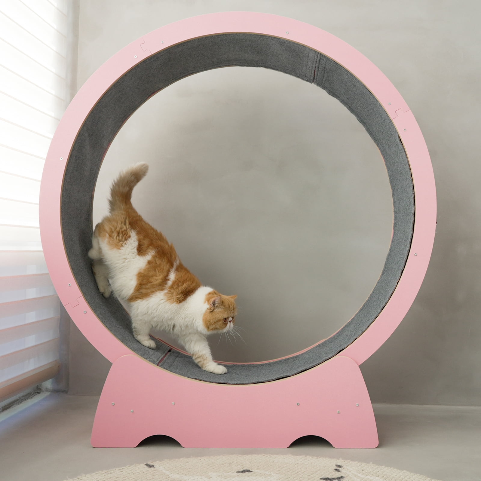 RYPetmia 35" Cat Treadmill, Cat Wheel Exerciser with Carpeted Runway,Suitable for Physical Activity Teaser Cat Toys(Wood)