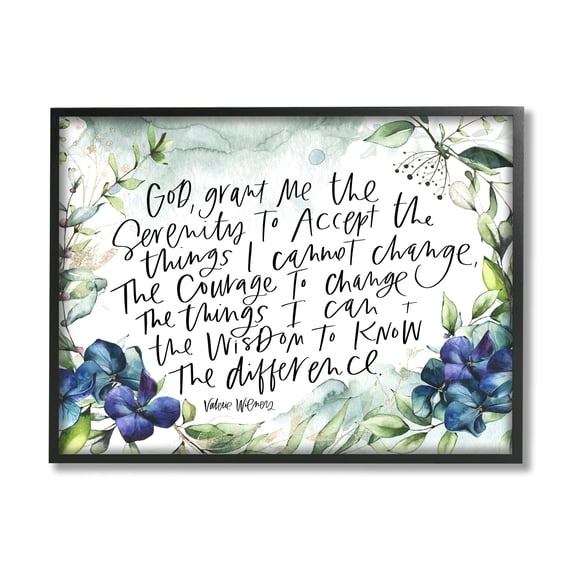 Stupell Industries Religious Perseverance Quote Floral Watercolor Painting Effect Graphic Art Black Framed Art Print Wall Art, Design by Valerie Wieners