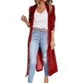 thumbnail image 2 of HOWPAY Long Cardigans for Women Long Sleeve Solid Color Sweaters Casual Soft Classic Open Front Coat Loose Lightweight Y2K Fall Outfits Red XL, 2 of 8