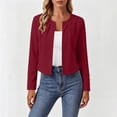 thumbnail image 3 of cocolona Cropped Blazers for Women Business Casual Long Sleeve Crew Neck Pleated Jacket Lightweight Work Office Cardigan, 3 of 6