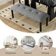 thumbnail image 3 of Modern Tufted Linen Dining Bench, Farmhouse Upholstered Entryway Bench with Black Rubber Wood Legs, Versatile for Kitchen, Bedroom, Hallway, Gray, 3 of 9