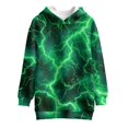 thumbnail image 4 of Psesaysky Green Lightning Print Girls Los Angeles Oversized Sweatshirts with Kangaroo Pocket Long Sleeve Hoodie Dress Casual Loose Pullover Tops for 7-8 Years, 4 of 7