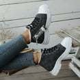 thumbnail image 5 of Chenyee Women's High Top Lace Up Walking Shoes Comfortable Fleece Lined Mid Calf Flat Canvas Sneakers, 5 of 8