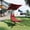 Dreamy Hammock + Red Mat, variant on Curved Hanging Chaise Lounge Swing Chair with Umbrella, Steel Hammock Lounger for Outdoor, Indoor Patio, Poolside