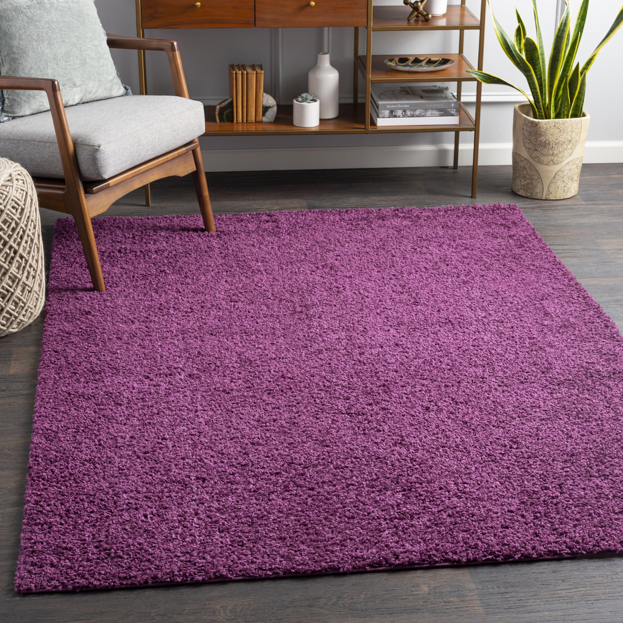 Art of Knot Fourni Purple 6'7" x 9' Modern Solid Area Rug
