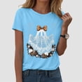 thumbnail image 2 of YDFCWXW Halloween Shirts for Women Spooky Cute Ghost Graphic Tshirt Casual Short Sleeve Tops Sky Blue, M, 2 of 6
