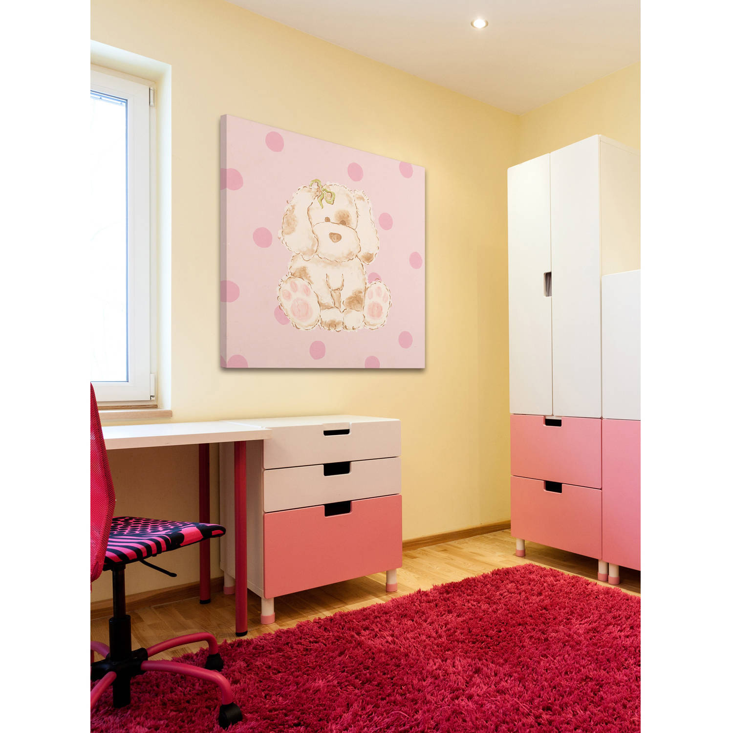 Marmont Hill "Snuggly Puppy" by Reesa Qualia Painting Print on Wrapped Canvas