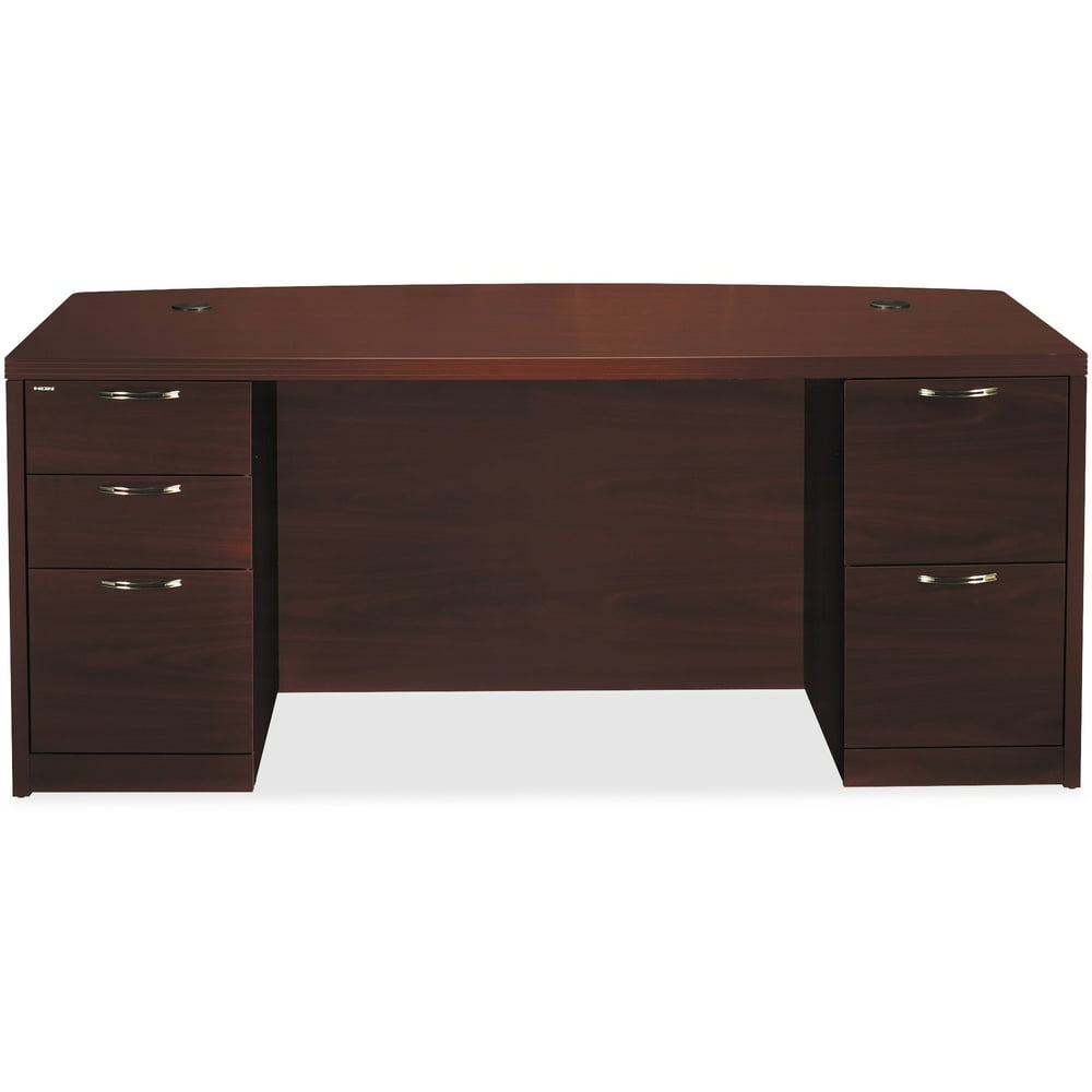 HON Double Pedestal Desk Bow Top 72"x36"x291/2" Mahogany 115899AFNN