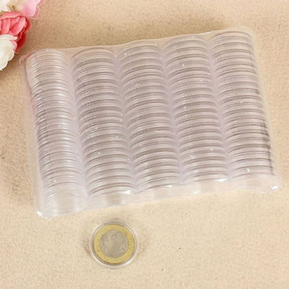 UHUSE 100pcs Clear Round Plastic Coin Capsules Containers Coin Protector Case 27mm